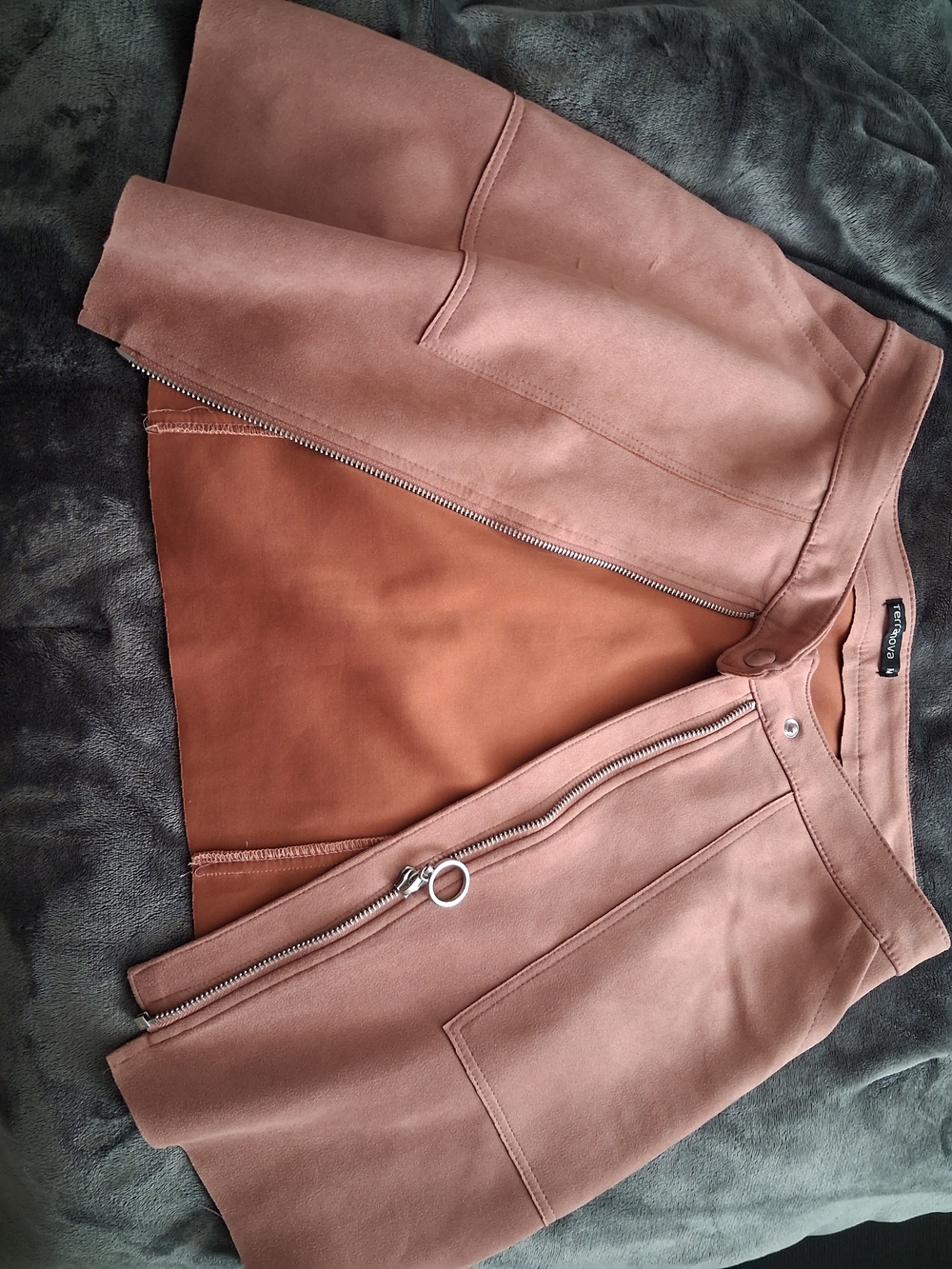 Tan Suede Moto Zip Jacket